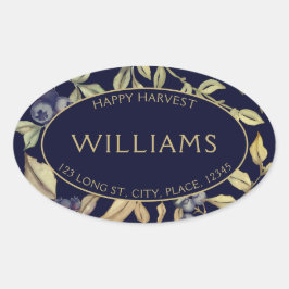 Herfst Oogst Bladeren & Bessen  Ovale Sticker