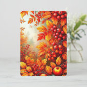 Herfst Oogst Bladeren & Bessen Uitnodiging | Elega (Staand voorkant)
