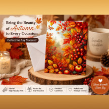 Herfst Oogst Bladeren & Bessen Uitnodiging | Elega