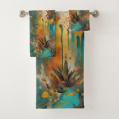 Herfst Oogst Blauwgroen Roest Goud Abstract Bad Handdoek (Insitu)