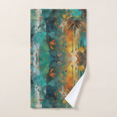 Herfst Oogst Blauwgroen Roest Goud Abstract Bad Handdoek (Handdoek)
