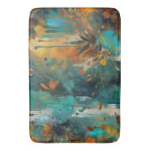Herfst Oogst Blauwgroen Roest Goud Abstract Badmat (Voorkant Verticaal)