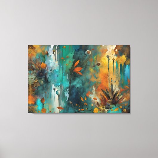 Herfst Oogst Blauwgroen Roest Goud Abstract Canvas Afdruk (Voorkant)