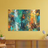 Herfst Oogst Blauwgroen Roest Goud Abstract Canvas Afdruk (Insitu (Woonkamer))