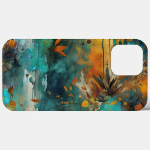 Herfst Oogst Blauwgroen Roest Goud Abstract Case-Mate iPhone Case