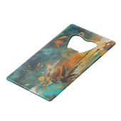 Herfst Oogst Blauwgroen Roest Goud Abstract Creditkaart Flessenopener (Voorkant Gekanteld)