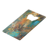 Herfst Oogst Blauwgroen Roest Goud Abstract Creditkaart Flessenopener (Achterkant Gekanteld)