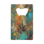 Herfst Oogst Blauwgroen Roest Goud Abstract Creditkaart Flessenopener (Achterkant)