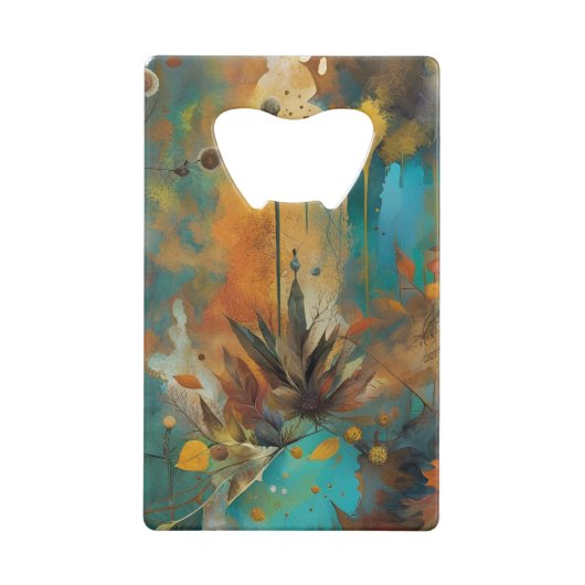 Herfst Oogst Blauwgroen Roest Goud Abstract Creditkaart Flessenopener (Achterkant)