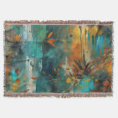 Herfst Oogst Blauwgroen Roest Goud Abstract Deken (Voorkant)