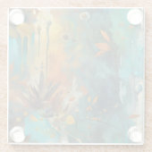 Herfst Oogst Blauwgroen Roest Goud Abstract Glazen Onderzetter (Achterkant)