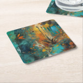 Herfst Oogst Blauwgroen Roest Goud Abstract Kartonnen Onderzetters (Schuin)