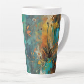 Herfst Oogst Blauwgroen Roest Goud Abstract Latte Mok (Rechterhoek)