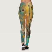 Herfst Oogst Blauwgroen Roest Goud Abstract Leggings (Achterkant)
