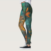Herfst Oogst Blauwgroen Roest Goud Abstract Leggings (Links)
