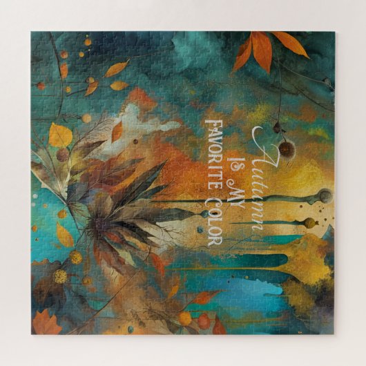 Herfst Oogst Blauwgroen Roest Goud Abstract Legpuzzel (Horizontaal)