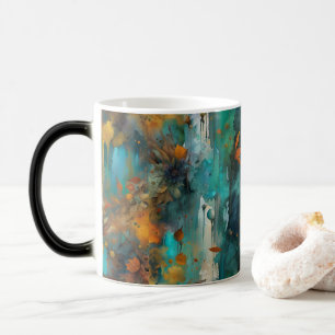 Herfst Oogst Blauwgroen Roest Goud Abstract Magische Mok