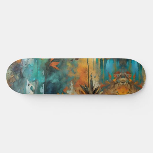 Herfst Oogst Blauwgroen Roest Goud Abstract Persoonlijk Skateboard (Horizontaal)