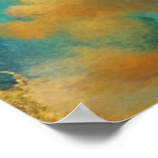 Herfst Oogst Blauwgroen Roest Goud Abstract Poster (Hoek)