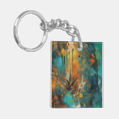 Herfst Oogst Blauwgroen Roest Goud Abstract Sleutelhanger (Voorkant Links)
