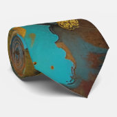 Herfst Oogst Blauwgroen Roest Goud Abstract Stropdas (Opgerold)