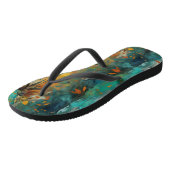 Herfst Oogst Blauwgroen Roest Goud Abstract Teenslippers (Schuin)