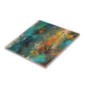 Herfst Oogst Blauwgroen Roest Goud Abstract Tegeltje (Zijkant)