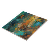 Herfst Oogst Blauwgroen Roest Goud Abstract Tegeltje (Zijkant)