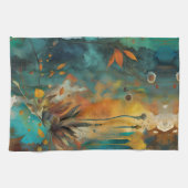 Herfst Oogst Blauwgroen Roest Goud Abstract Theedoek (Horizontaal)