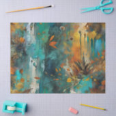 Herfst Oogst Blauwgroen Roest Goud Abstract Tissuepapier (Craft)