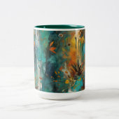 Herfst Oogst Blauwgroen Roest Goud Abstract Tweekleurige Koffiemok (Center)