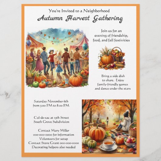 Herfst Oogst Block Party Flyer (Voorkant)
