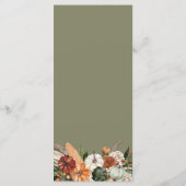 herfst Oogst Bloemen Thanksgiving Menu (Achterkant)