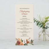 herfst Oogst Bloemen Thanksgiving Menu (Staand voorkant)