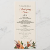 herfst Oogst Bloemen Thanksgiving Menu (Voorkant)