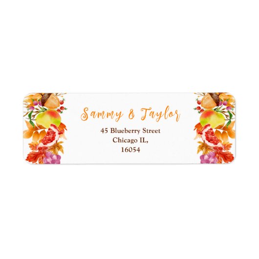 Herfst Oogst Bruiloft Etiket (Voorkant)