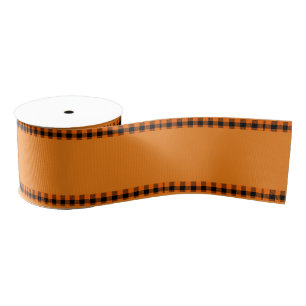Herfst Oogst Charme - Oranje met geruite rand Grosgrain Lint