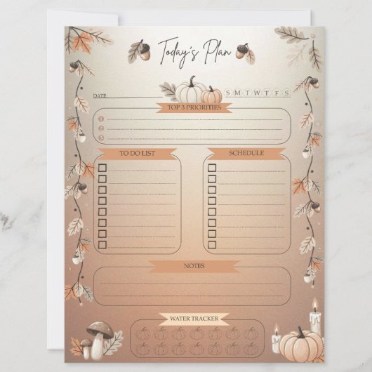 Herfst Oogst Dagelijkse Planner Pagina (Voorkant)