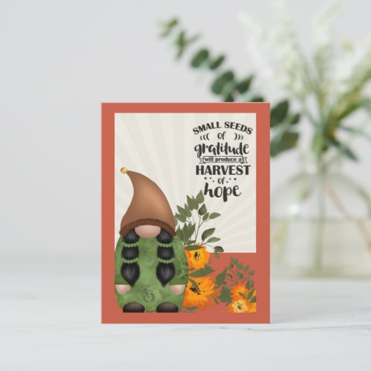 Herfst Oogst Dankbaarheid Kabouter Briefkaart (Staand voorkant)