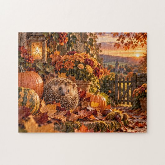 Herfst Oogst Egel Design Legpuzzel (Horizontaal)