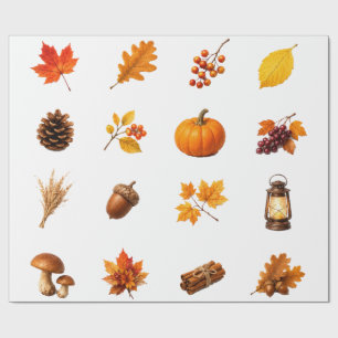 Herfst Oogst Esdoornbladeren Pompoen Eikel Knus Cadeaupapier
