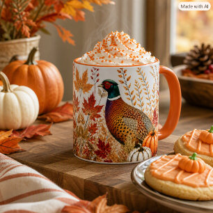 Herfst Oogst Fazant en Pompoenen Wilde Natuur  Mok