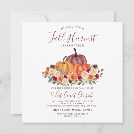 Herfst Oogst Feest, Herfst Feest, Herfst Gemeensch Kaart (Voorkant)