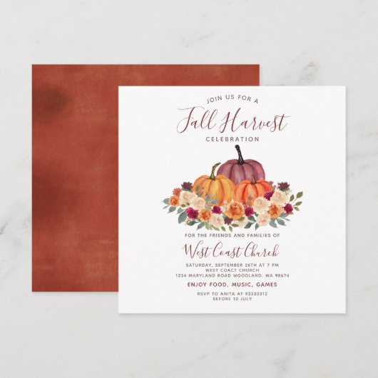 Herfst Oogst Feest, Herfst Fest, Herfst Gemeenscha Kaart (Voorkant / Achterkant)