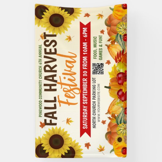 Herfst Oogst Festival Banner met qr code (Verticaal)