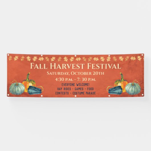 Herfst Oogst Festival Evenement Pompoen Spandoek (Horizontaal)