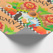 Herfst Oogst Folk Art Pompoen en Zonnebloem Herfst Cadeaupapier