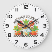 Herfst Oogst Folk Art Pompoen en Zonnebloem Herfst Grote Klok (Voorkant)