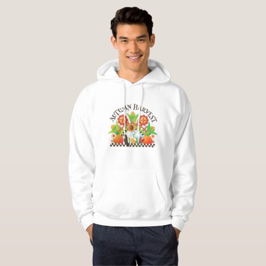 Herfst Oogst Folk Art Pompoen en Zonnebloem Herfst Hoodie (Voorkant volledig)