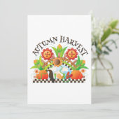 Herfst Oogst Folk Art Pompoen en Zonnebloem Herfst Kaart (Staand voorkant)